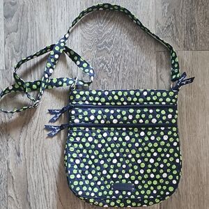 Vera Bradley Blueand Green Crossbody Bag with Polka Dots